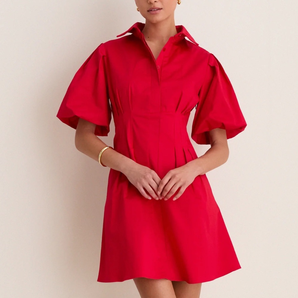 Tuckernuck Red Puff-Sleeve Mini Dress